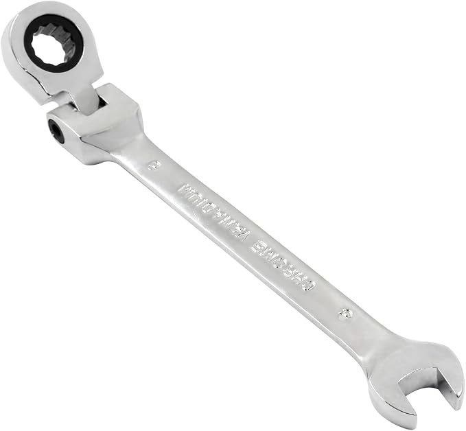 Piutouyar 8mm Flex-Head Ratcheting Wrench, Professional Metric Ratchet Wrench Combination Wrench Box Ended Spanner Tool for Projects Repair(5° Movement and 72 Teeth 12 Point, CR-V)