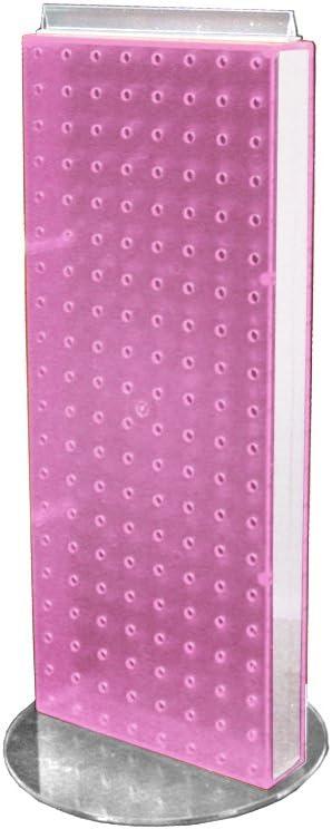 Azar 700509-PNK Non-Revolving Base Neon Pegboard Counter Unit, 8-Inch Width by 20-Inch Height on 9-Inch, Pink