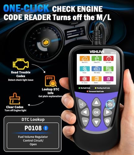 OBD2 Scanner Diagnostic Tool, VEHLIVE V850 Car Code Reader for Check Engine Light with Reset, I/M Readiness, Battery Tester, Live Data, CAN Diagnostic Scan Tool for All OBDII Vehicles After 1996