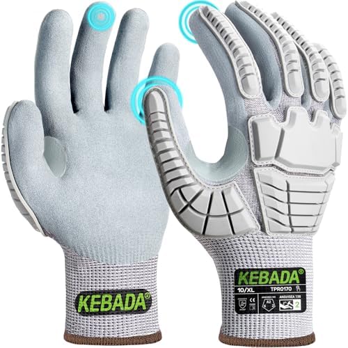 Kebada Impact Protection Gloves, ANSI A2 Cut Resistant, 1/3 Pairs