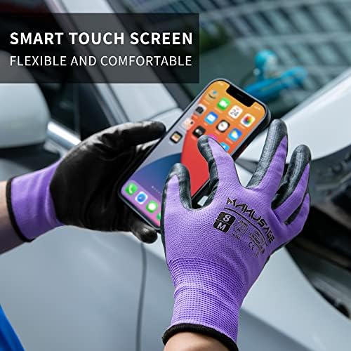 MANUSAGE Safety Work Gloves - Protective Glove for Men & Women - Ultrathin Hand Protection - For Construction, Gardening, Landscaping - Purple - Size XL - 24 Pairs