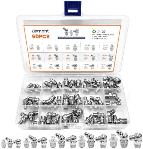 Grease Fittings Assortment 60PCS, SAE & Metric Zerk Grease Fittings