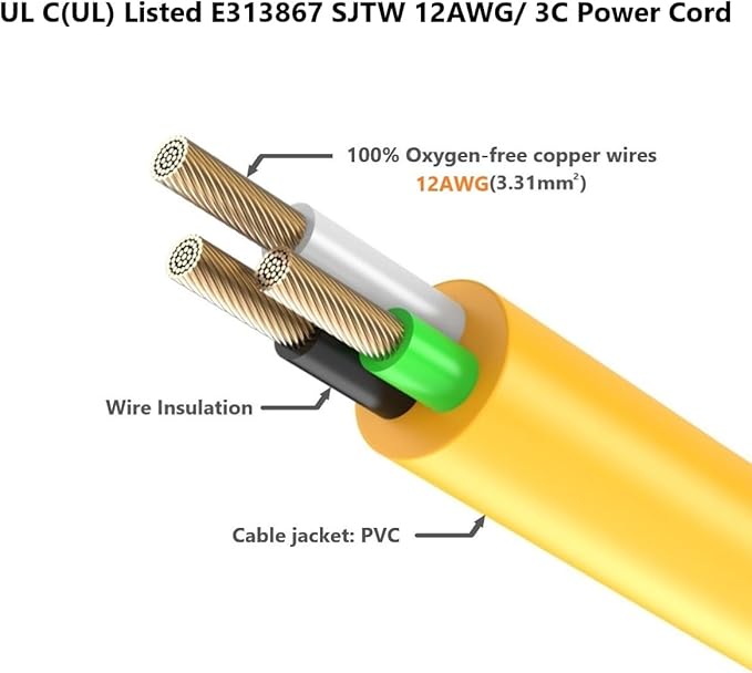 6FT Heavy Duty 15Amp Right-Angle Extention Cable, 12AWG 90-Degree 15 Amp Household Plug to 20 Amp T Blade Adapter cord, Nema 5-15P to 5-20R,5-15P to 6-15R/20R, 125V 15A to 20A AC Power Cable Extension