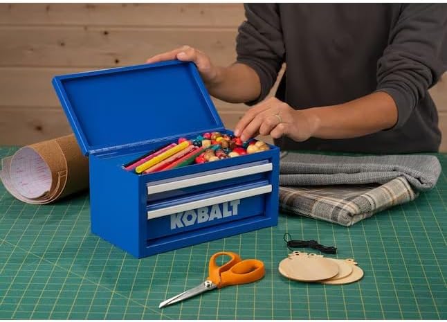 Mini 2-Drawer Blue Steel Tool Box