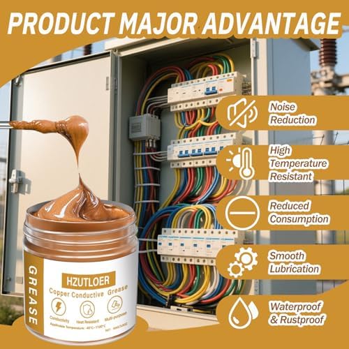 Copper Conductive Grease,100G Anti Arcing Conductive Paste for Automotive,Power Systems,Electronics & Home Appliances - High-Temperature Resistant,Anti-Corrosive