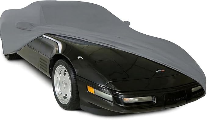 SR1 USA C4 Corvette Indoor Car Cover - Custom Fit Ultraguard Stretch Satin - The Ultimate High End Fit with Storage Bag for 1984-1996 C4, Z51, GS, ZR1 Convertible, Hardtop Corvettes (Dark Gray)