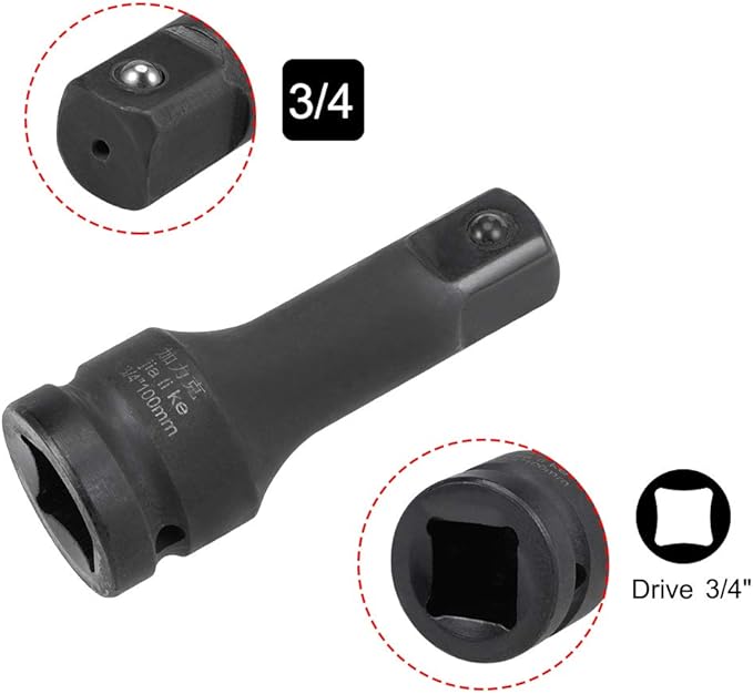 uxcell 3/4" Drive by 4" Impact Extension Bar for Use with Air Impact Wrenches, Breaker Bars, Ratchets, CR-MO Steel