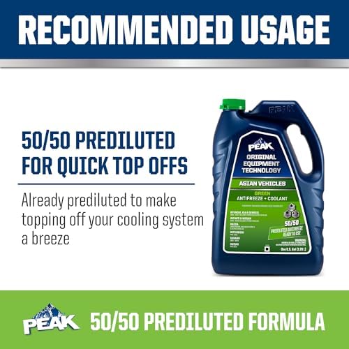 PEAK OET Extended Life Green 50/50 Prediluted Antifreeze/Coolant for Asian Vehicles, 1 Gal.