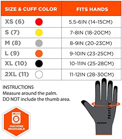 Ergodyne ProFlex 7000 Nitrile Coated Work Gloves, Foam Nitrile Palms for Flexible No Slip Grip, Abrasion Resistant, 15g, Touchscreen Capable,Gray, Gray, Extra Small
