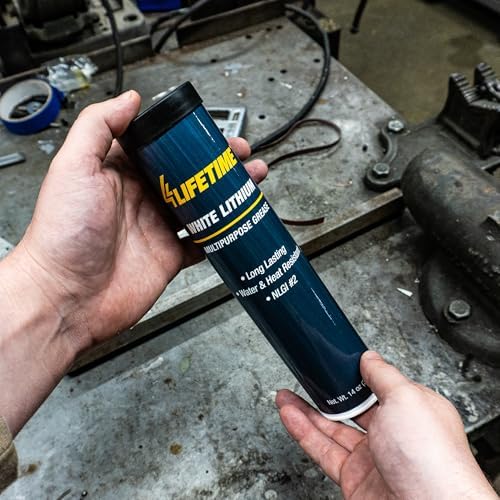 4Lifetime White Lithium Grease 14oz Cartridge – Multipurpose NLGI #2 Lubricant for Automotive, Garage Doors, Hinges, Bearings, Sliding Tracks, Farm & Shop Equipment – Water & Heat Resistant