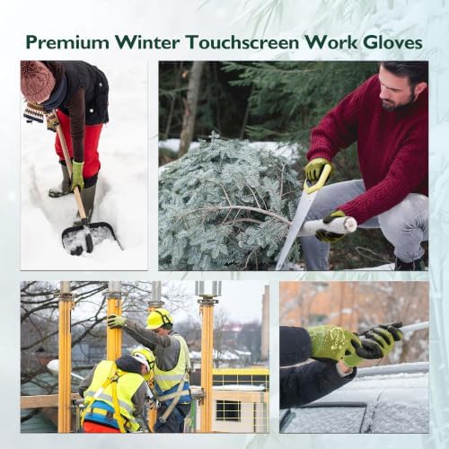 COOLJOB Winter Touchscreen Gloves, Nitrile Coated for Non-slip Grip,Bamboo Base Acrylic Liner, 1 pair XL