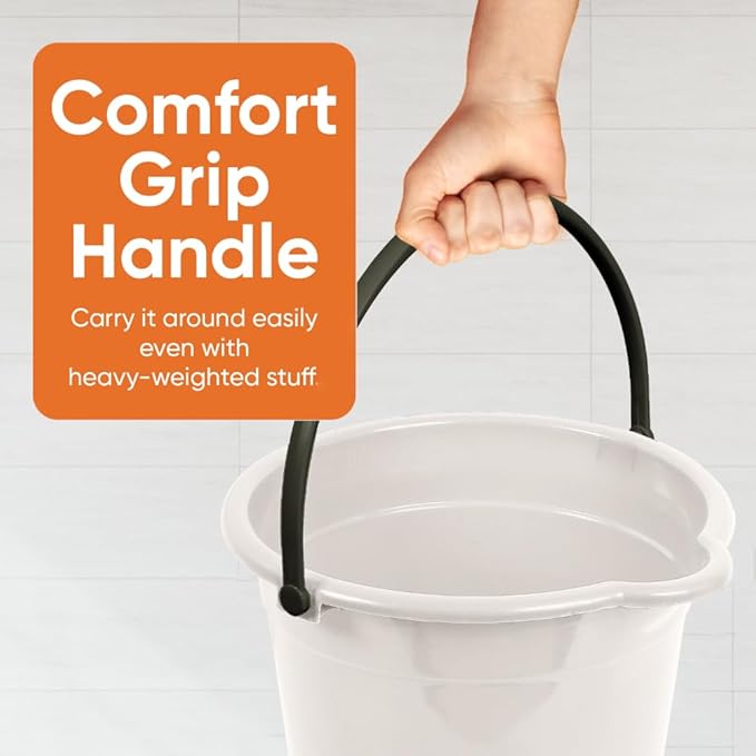 Superio 2-Pack Plastic Cleaning Bucket for Home, 2 Gallon Pail for Mopping with Large Spout - Bucket for Floor Mopping, Car Wash - Bowls for Camping, Fishing
