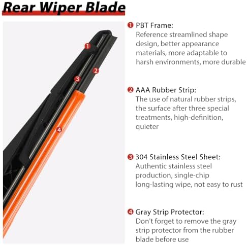 OTUAYAUTO Rear Wiper Arm and Blade Set - Replacement for Kia Seltos 2019-2024 Back Window Wiper Accessories Assembly OEM 98850-C5100