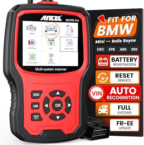 ANCEL BM700 PRO Fit for BMW Scanner - Battery Registration Tool, Code Reader for BMW/Mini/RR, Advanced OBD2 Scanner Auto V-I-N, Full System Diagnostic for BMW Scan Tool with All Reset Services (Red)