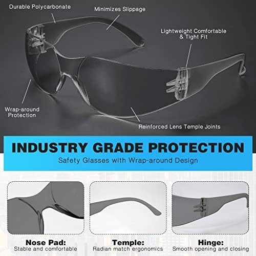 WFEANG 30 Pack Smoke Safety Glasses for Men Women, ANSI Z87.1 Work Glasses