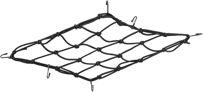 2-Pack Bungee Net Motorcycle Cargo Net, 12" x 12" Small Cargo Net Stretch to 24" with 6 Adjustable Hooks Bike Bungee Cord Net