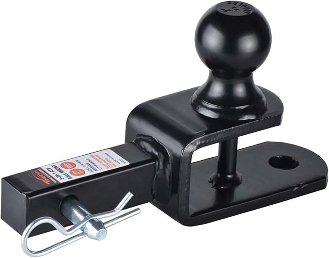 84031 Towever ATV Hitch Ball Mount 2 inch Ball with 1-1/4 inch Solid Shank, with 1/2 inch Pin & Clip, Rated 2000 lbs