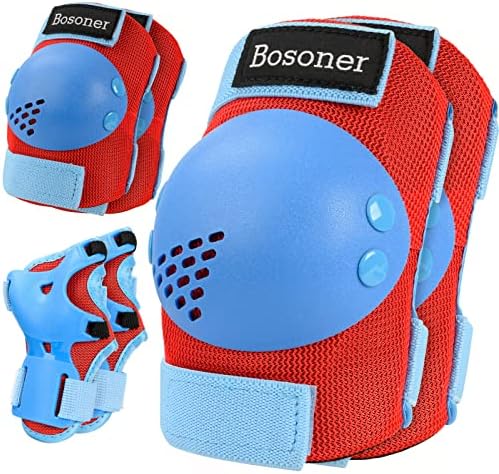 BOSONER Kids/Youth Knee Pad Elbow Pads for Roller Skates Cycling BMX Bike Skateboard Inline Rollerblading, Skating Skatings Scooter Riding Sports