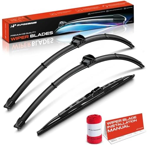 A-Premium 26"+26"+17" Windshield Wiper Blades with Wear Indicator & Towel