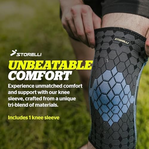 Storelli Knee Sleeve, Compression Knee Brace, Zero-Slip Silicone Band, Customizable Fit, Performance Support and Recovery, Superior Breathability