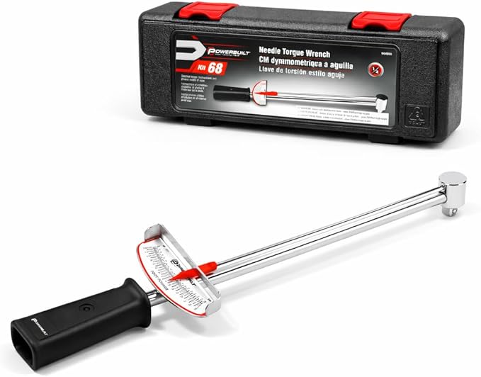 Powerbuilt 1/2-Inch Drive Needle Torque Wrench, Beam Torque Wrench 0-150 Foot/Pounds and 0-20 Meter/Kilograms, High Visibility Markings for Easy Readings - 944050