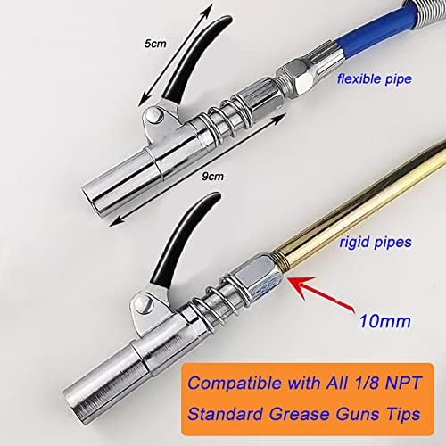 Grease Gun Coupler Grease Gun Fittings Quick Lock and Release Lube Heavy Grease Gun Nozzle Tips Coupler Compatible with All Grease Guns 1/8" Npt End Single Handle Upgraded to 12000 PSI