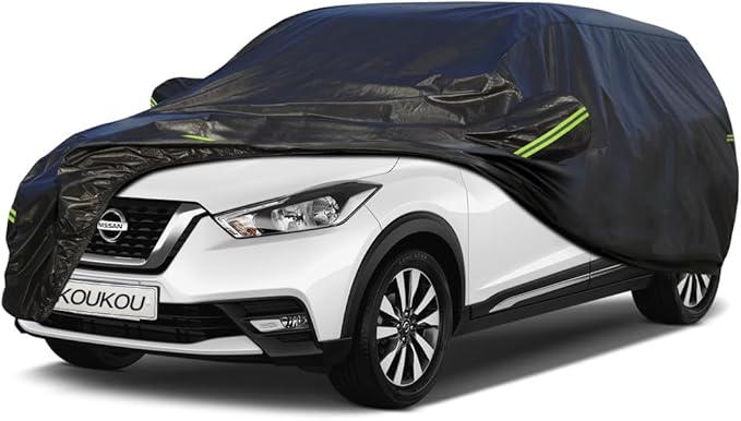 KouKou Waterproof SUV Car Cover Suitable for Nissan Kicks from 2017 to 2025, 7 Layers Windproof All Weather Waterproof Outdoor Cover Sun Rain UV Dust Snow Protection. Black