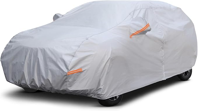Mid Size SUV Car Cover Waterproof Outdoor, 6 Layers Heavy Duty Material Universal Fit for Rogue, Jeep Cherokee, VW Tiguan, Mitsubishi Outlander, BMW X3, Chevy Equinox