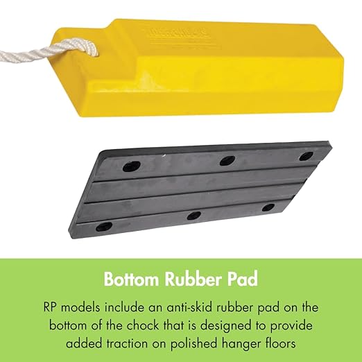 Checkers 12" Airplane Chocks, Aviation Wheel Chocks for Small to Mid-Sized Aircraft, One Tire Chock for Polished Hangar Floors with Rope Lanyard, Durable Lightweight Urethane, Yellow, AC3512-RP-S