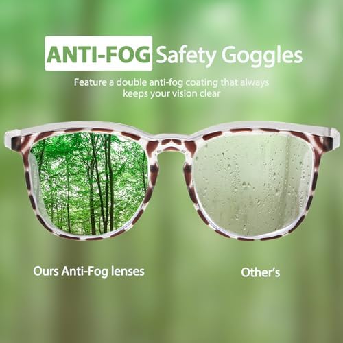 Feaglo Safety Glasses, Anti Fog Safety Goggles for Women Men, Blue Light Blocking Stylish Eye Protection Glasses Side Shield