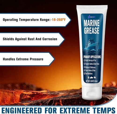 10 Pack 3.38 oz Marine Grease Tube, Premium Marine Grade Grease, Waterproof High Temp (0°F - 500°F) Bearing Lube for Propeller Shafts, Rudder Bearings, Trailers & Boat Maintenance