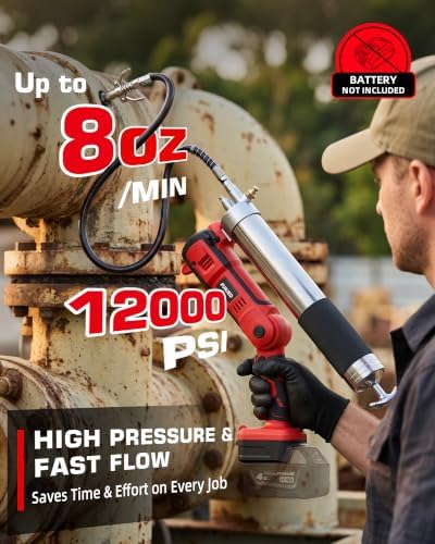 Cordless Grease Gun Compatible with Mil-wau-kee18V Battery, 2-in-1 Design