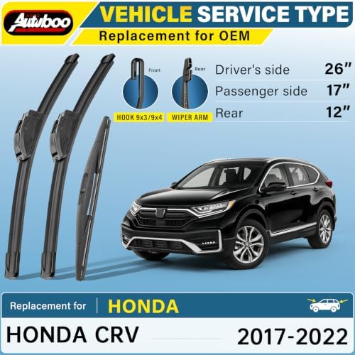 AUTOBOO Silicone Windshield Wiper Blade Replacement for Honda CRV 2017–2022