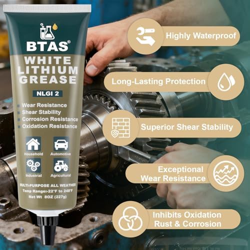 BTAS White Lithium Grease NLGI 2 for for Auto/Farm/Industrial Equipment 8oz