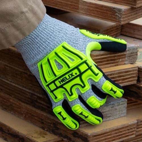 HexArmor Safety Gloves with Impact Protection | Sandy Nitrile Palm Coating | A4 Level Cut-Resistance | High Abrasion-Resistance | 13-Gauge Seamless Knit | Touchscreen Compatible | Helix 1075 | Medium