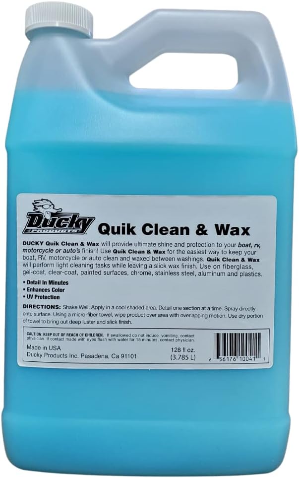 DUCKY PRODUCTS Quik Clean & Wax: Spray Cleaner for Car, Boat, Motorcycle & RV Exterior Detailing, 128 oz