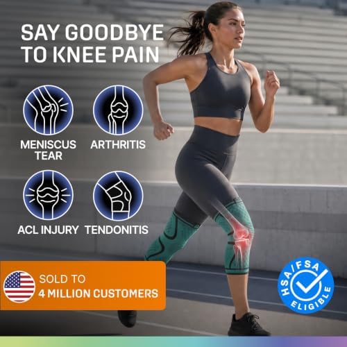 Modvel 2 Pack Knee Brace for Women - Knee Support for Walking, Knee Compression Sleeves for Pain Relief, Knee Sleeves for Women, Knee Brace for Sports, Workouts & Arthritis