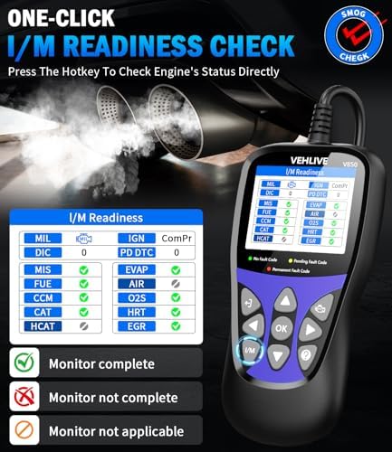 OBD2 Scanner Diagnostic Tool, VEHLIVE V850 Car Code Reader for Check Engine Light with Reset, I/M Readiness, Battery Tester, Live Data, CAN Diagnostic Scan Tool for All OBDII Vehicles After 1996