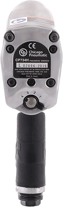 Chicago Pneumatic CP734H - 1/2 Inch Air Impact Wrench, Pistol Handle, Max Torque Reverse Output 425 ft. lbf / 576 Nm, 9,500 RPM, Pin Clutch, Industrial Tool, Automotive