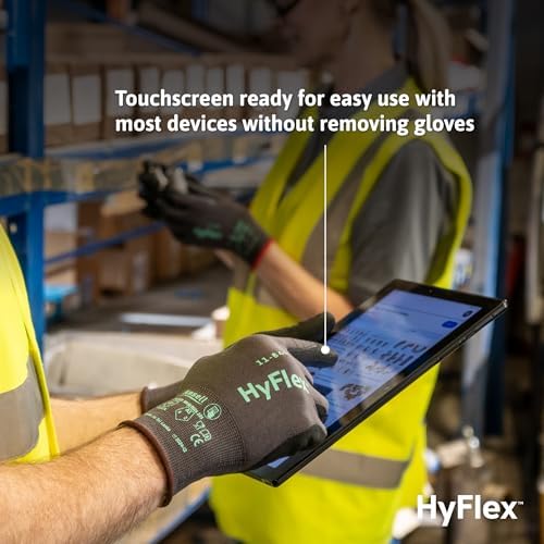 Ansell HyFlex Multi-Purpose Touchscreen Work Gloves with Aerofit Precision Comfort Technology