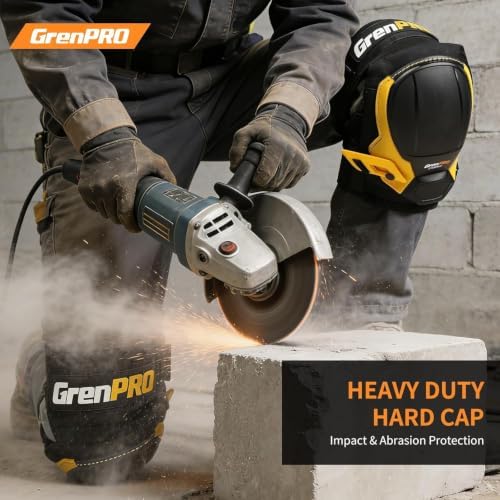 GRENPRO Heavy Duty Knee Pads for Men, Gel Foam, TPR Shell, Construction