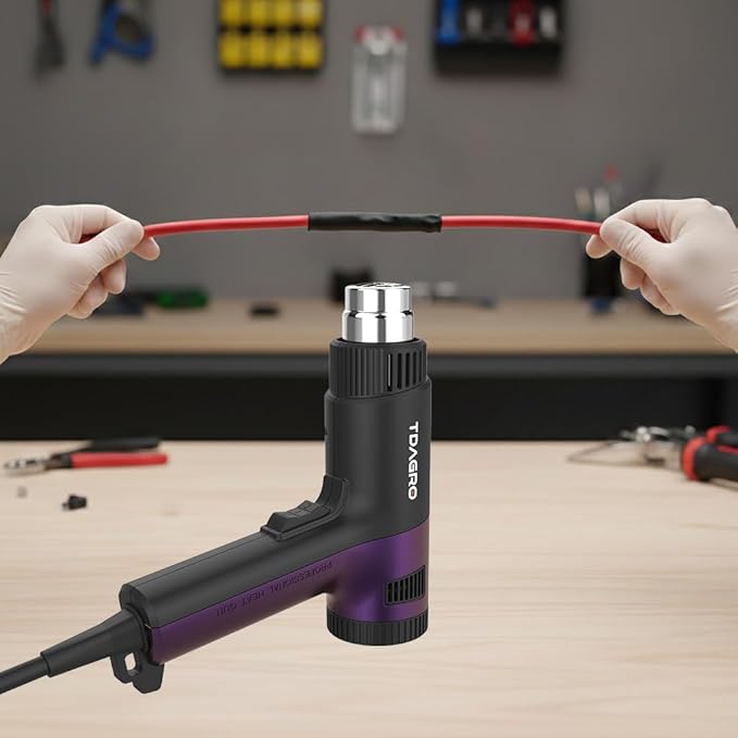 Heat Gun 1800W - Fast-Heat Hot Air Tool with Adjustable Temperature 122℉-1202℉(50℃-650℃),Two fan speeds Overload Protection 4 Nozzles for Shrink Tubing,vinyl wrap,crafting,Resin DIY.
