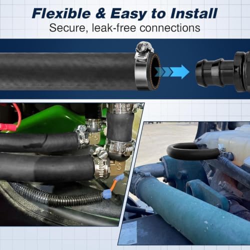 15FT 1/4" Heater Hose with 4 Clamps, EPDM Rubber Coolant Radiator Hose