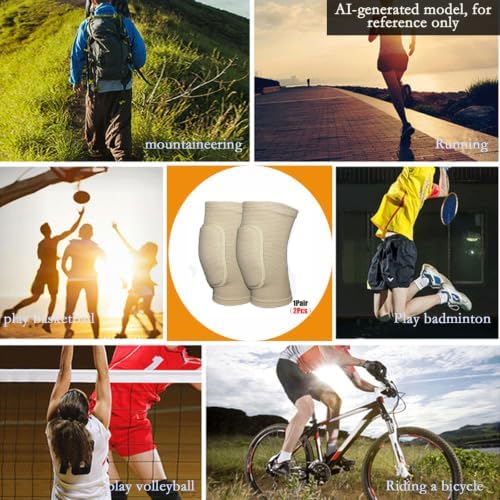 Anti slip sponge, soft and breathable men's, women's, girls', and children's Skin tone knee pads suitable for sports scenes such as volleyball, football, dance, yoga, wrestling, running, cycling, etc (skin tone, Large)