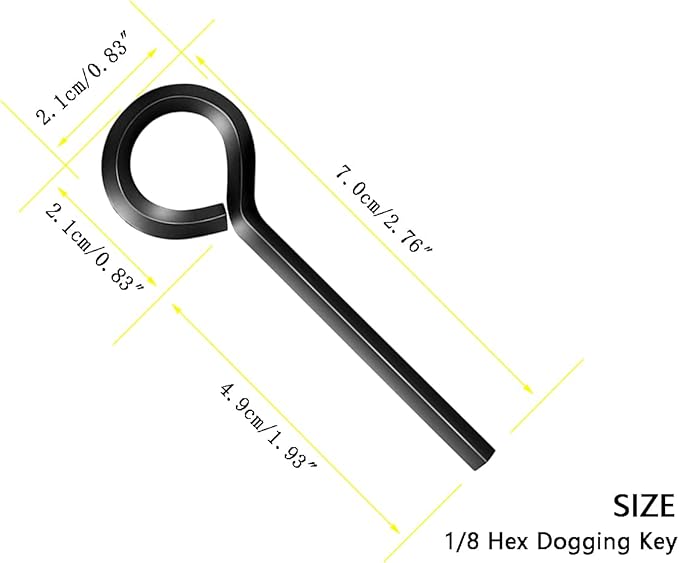 1/8” Standard Hex Dogging Key with Full Loop, Key-Ring Style Dogging Key Set 1/8 Allen Wrench Key for Push Bar Door Panic Bars, Security Door Exit Devices,Solid Metal,10 Pack(Small,black)