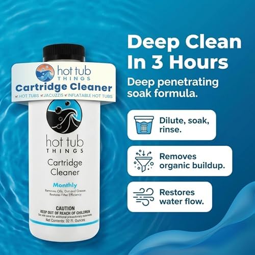 Hot Tub Things Spa Filter Cartridge Cleaner Removes Oils Dirt 32 oz
