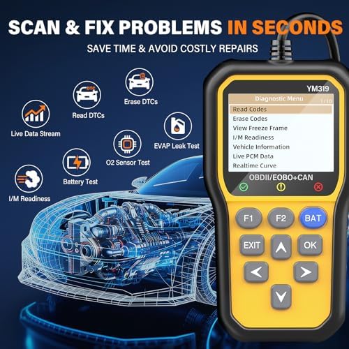 BluSon YM319 OBD2 Scanner Diagnostic Tool with Battery Tester, Scan Tool