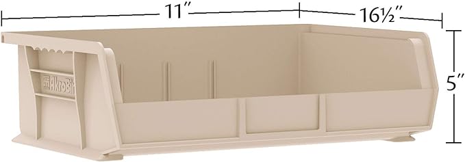 Akro-Mils 30255 AkroBins Plastic Storage Bins, Space-Saving Stackable Bins for Garage, Pantry, Craft Organization, 11" x 16" x 5", Yellow, 6-Pack