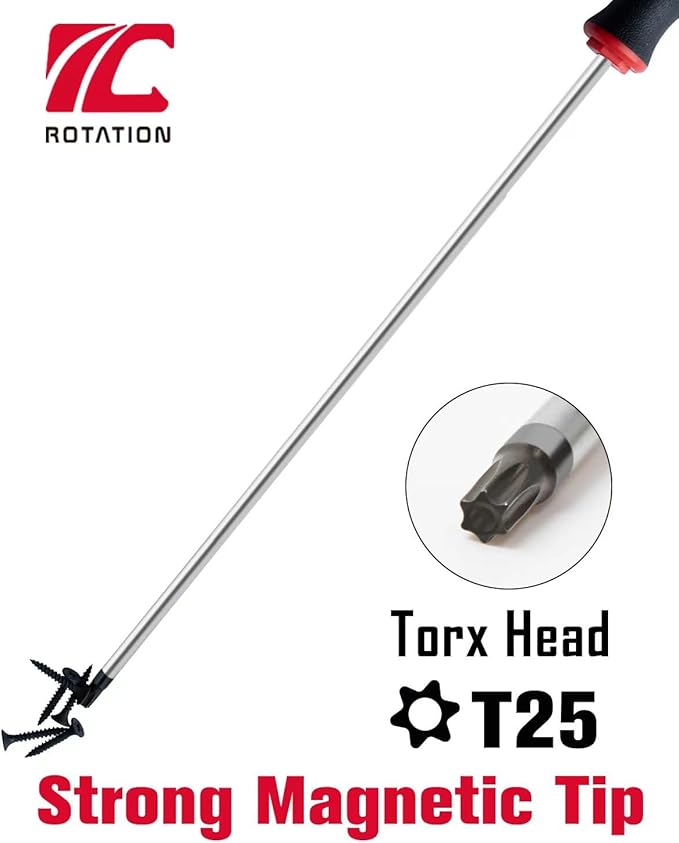 Extra Long Torx Screwdrivers, 12 inch (300mm) Magnetic Star Screwdriver, T25, Tamper Proof, Long Star Screwdriver