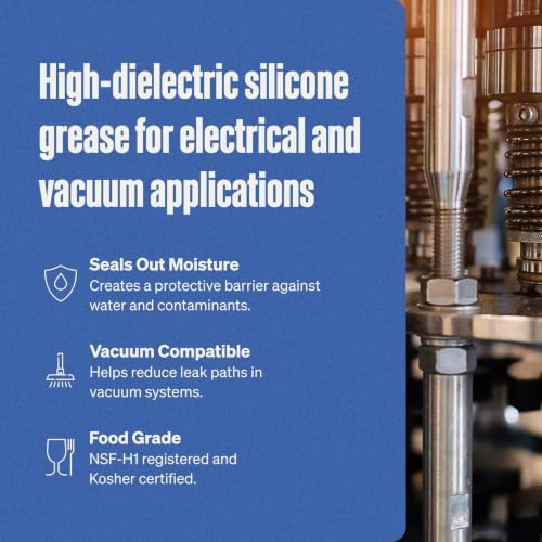 Super Lube Silicone Dielectric & Vacuum Grease Non-Curing Compound (Translucent White, 14.1oz/400g Canister) | NSF Certified Food Grade & Clean | Resistant to Thermal Degredation